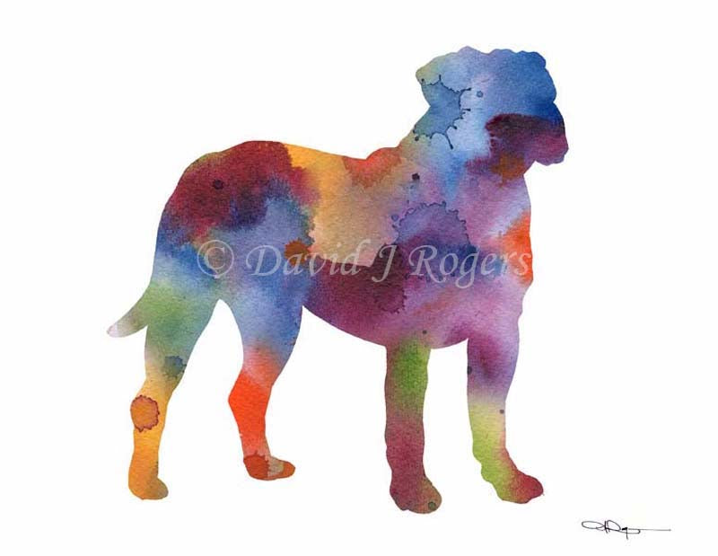 Mastiff Abstract Watercolor Art Print by Artist DJ Rogers