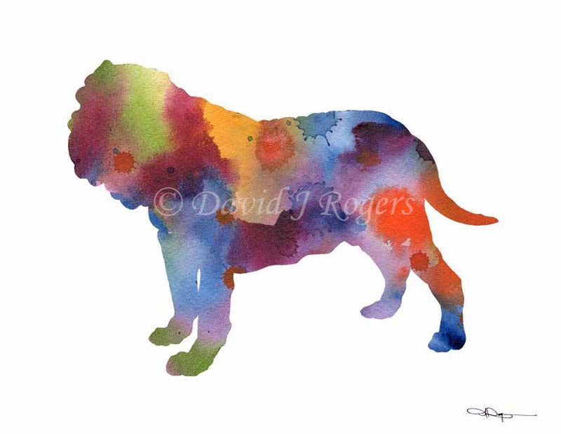 Neapolitan Mastiff Abstract Watercolor Art Print by Artist DJ Rogers