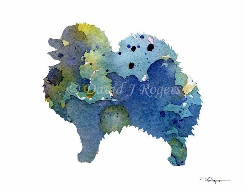 Pomeranian Abstract Watercolor Art Print by Artist DJ Rogers