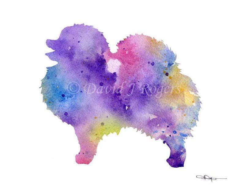 Pomeranian Abstract Watercolor Art Print by Artist DJ Rogers