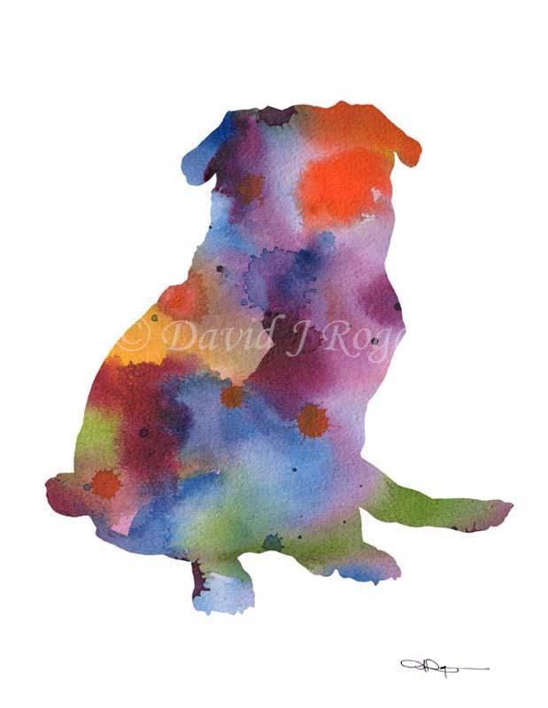 Pug Abstract Watercolor Art Print by Artist DJ Rogers