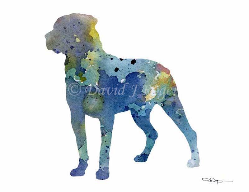 Rottweiler Abstract Watercolor Art Print by Artist DJ Rogers