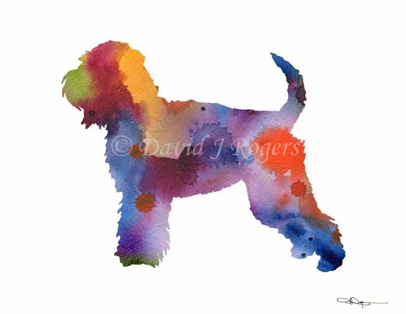 Soft Coated Wheaten Terrier Abstract Watercolor Art Print by Artist DJ Rogers