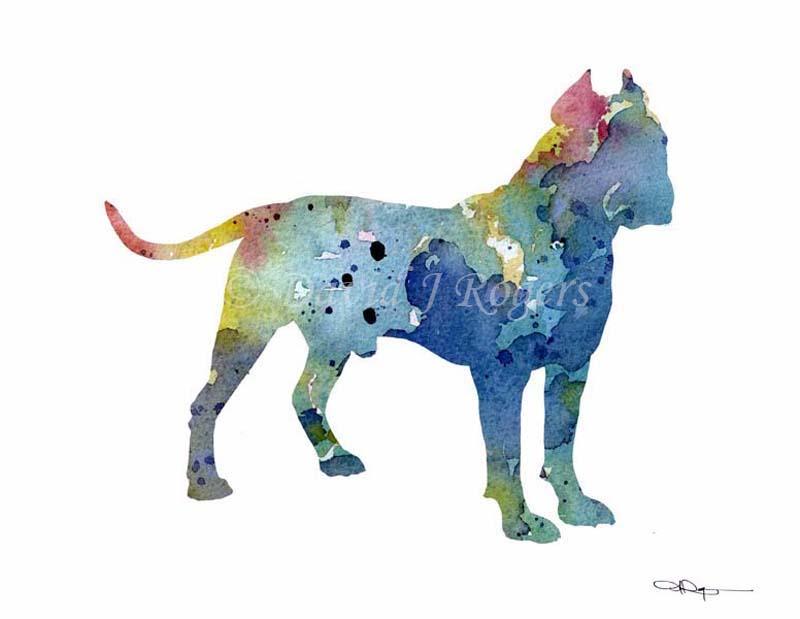 Staffordshire Terrier Abstract Watercolor Art Print by Artist DJ Rogers