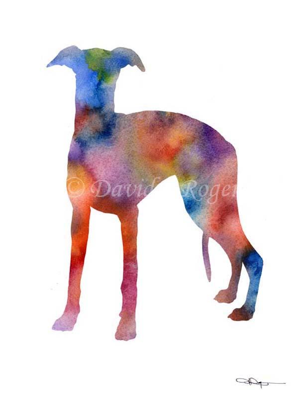 Whippet Abstract Watercolor Art Print by Artist DJ Rogers