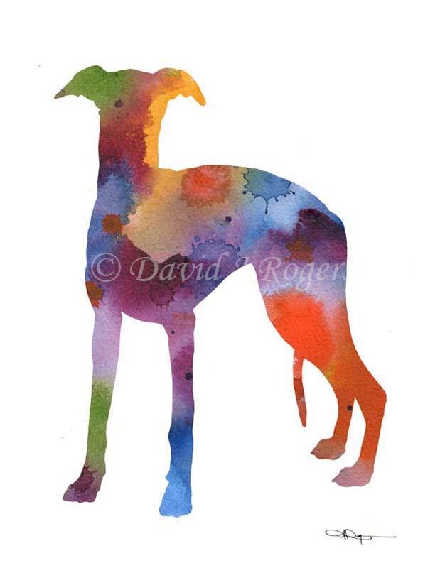 Whippet Abstract Watercolor Art Print by Artist DJ Rogers