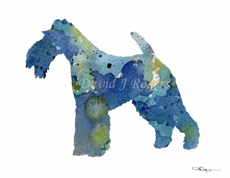 Wire Fox Terrier Abstract Watercolor Art Print by Artist DJ Rogers