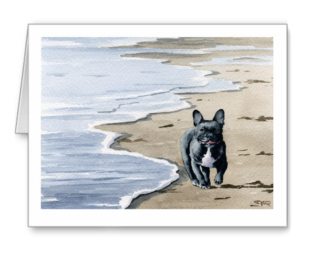 French Bulldog Watercolor Note Card Art by Artist DJ Rogers