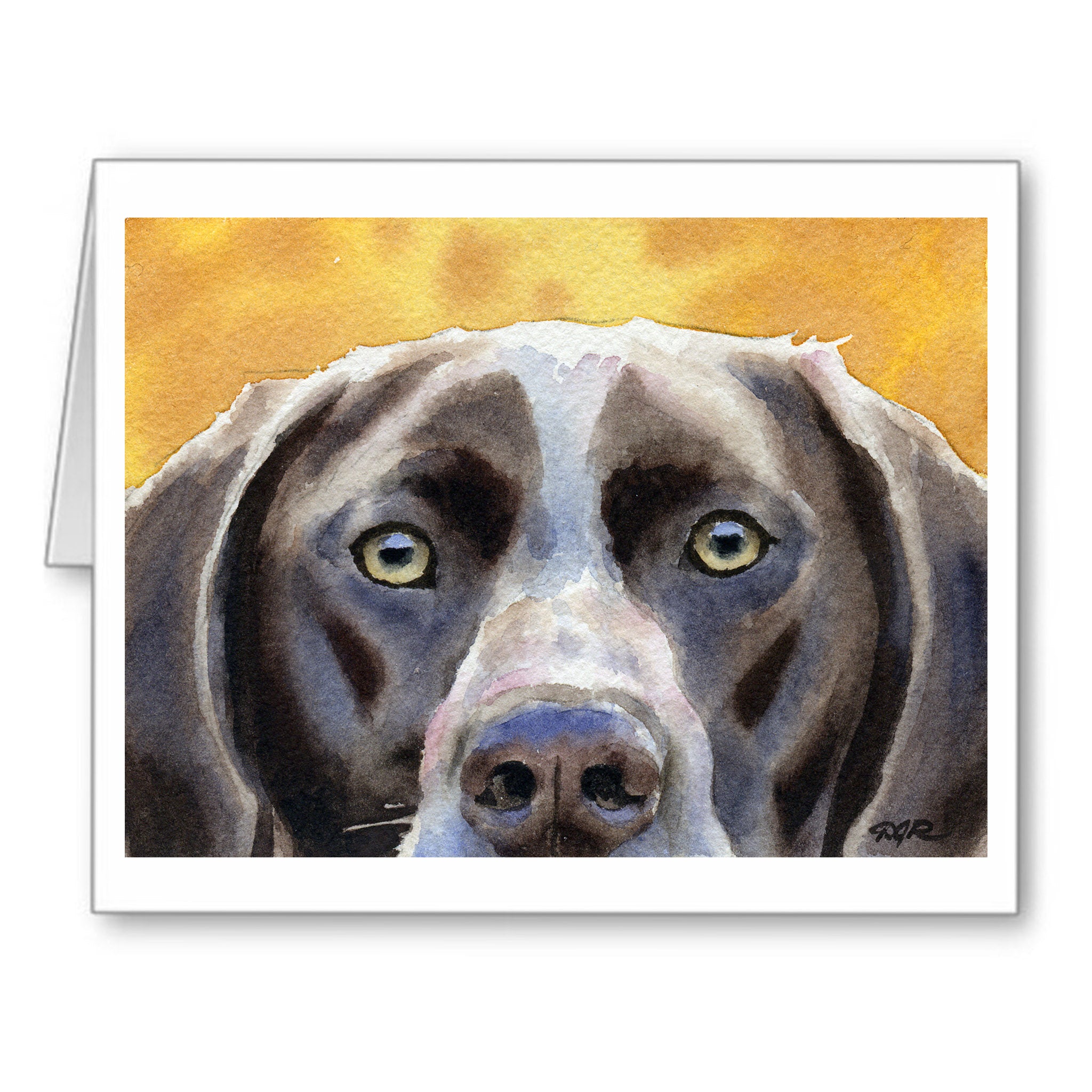 German Short Haired Pointer Watercolor Note Card Art by Artist DJ Rogers