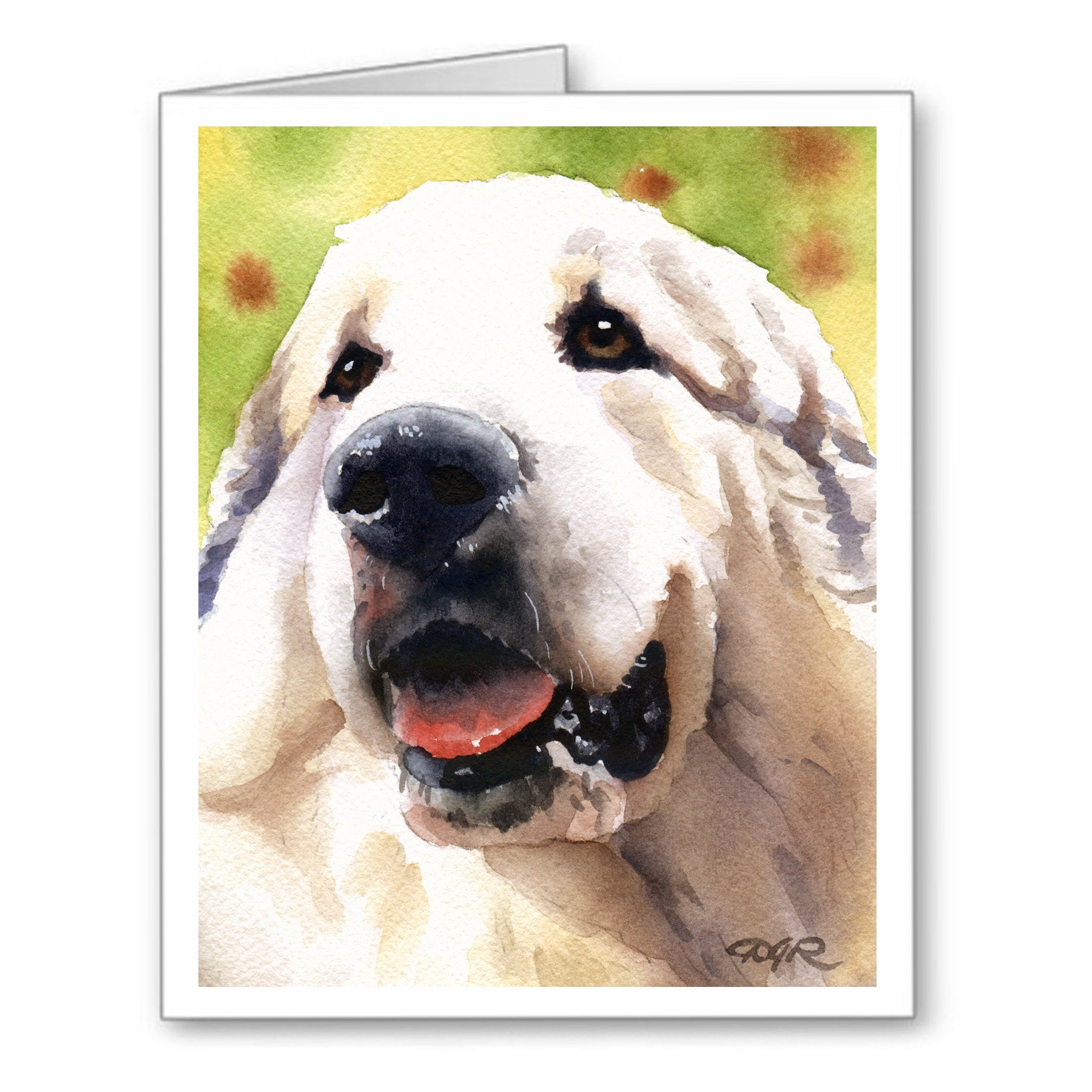 Great Pyrenees Watercolor Note Card Art by Artist DJ Rogers