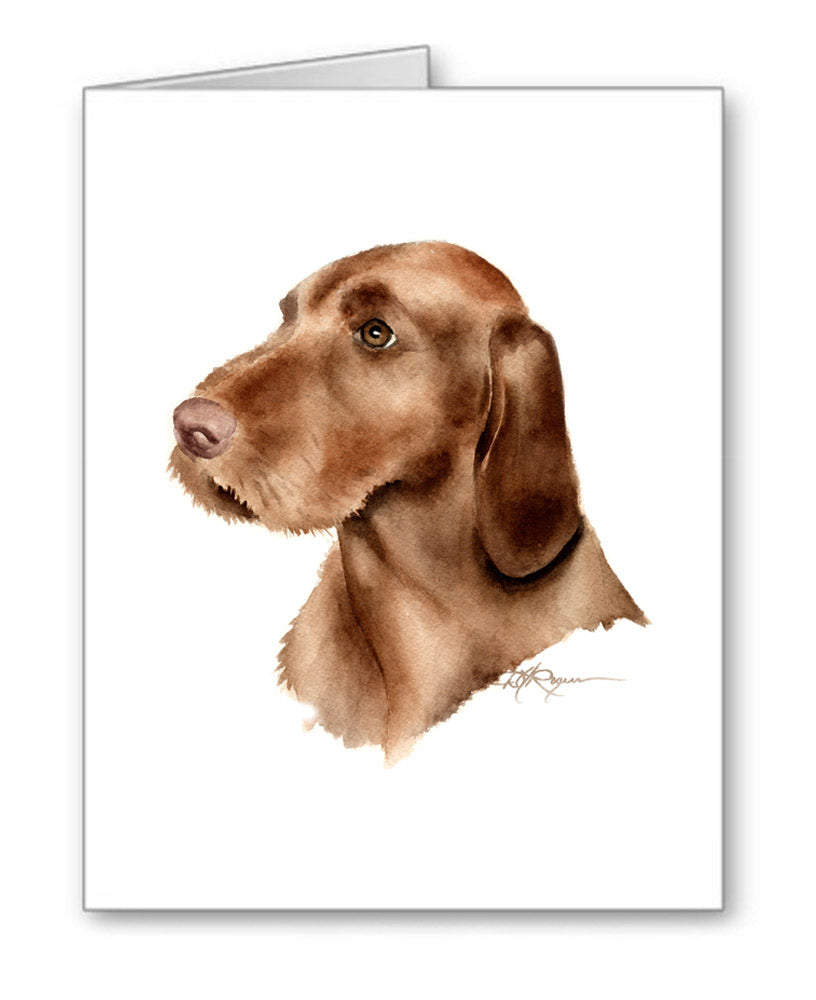 Hungarian Wirehaired Vizsla Watercolor Note Card Art by Artist DJ Rogers