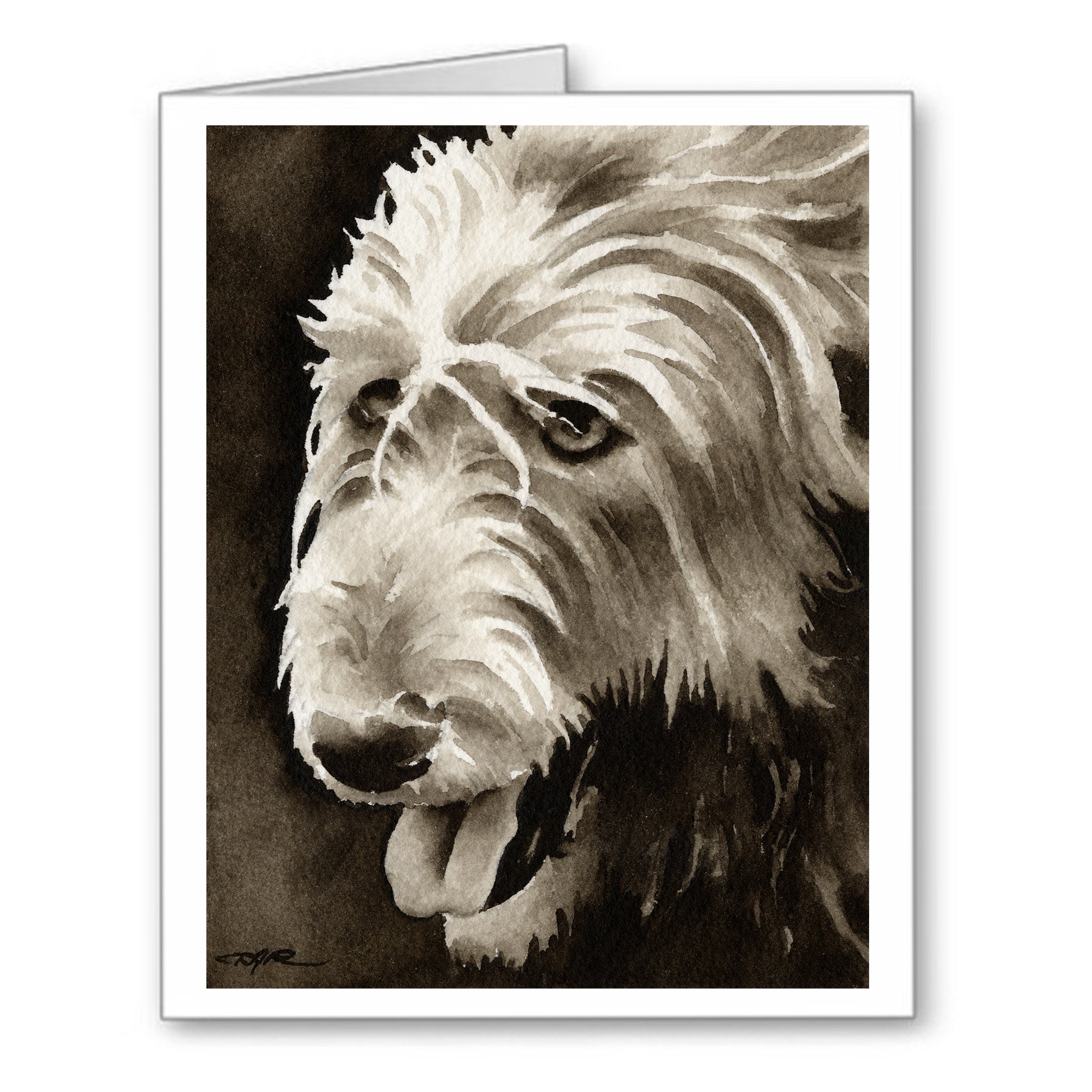 Irish Wolfhound Watercolor Note Card Art by Artist DJ Rogers