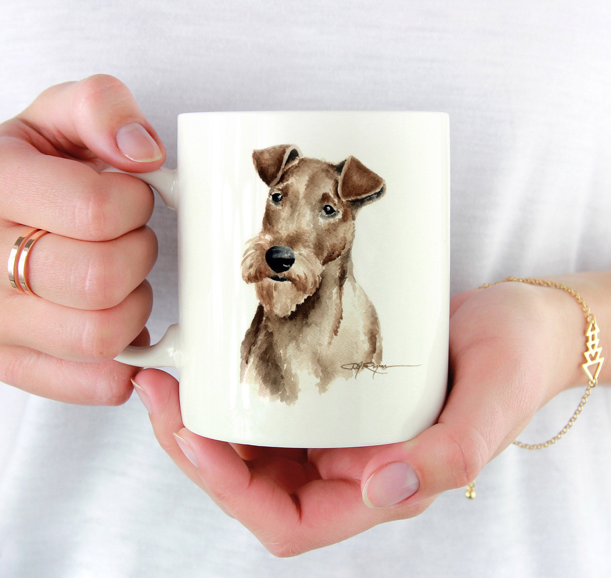 Irish Terrier Watercolor Mug Art by Artist DJ Rogers