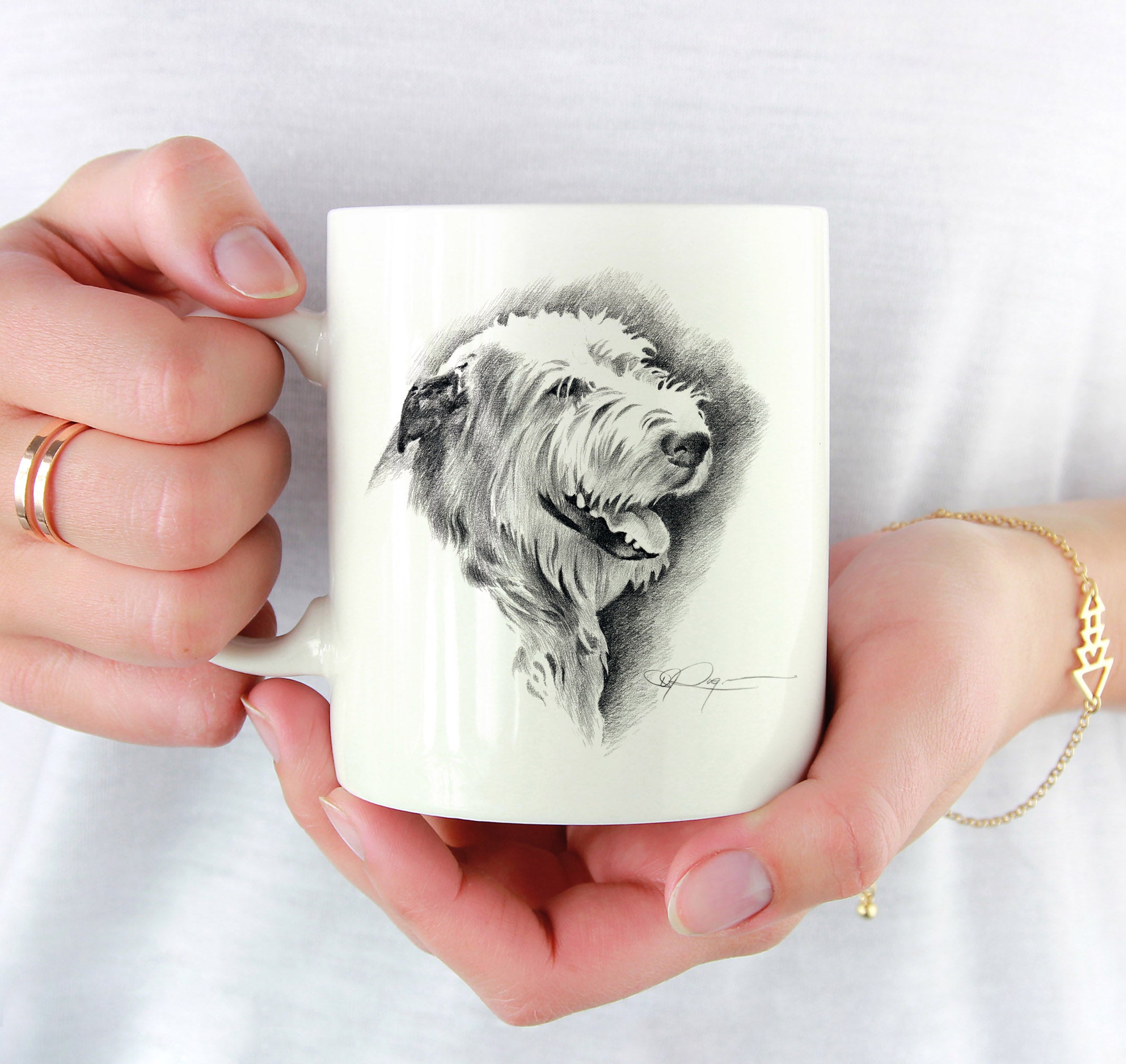 Irish Wolfhound Pencil Mug Art by Artist DJ Rogers