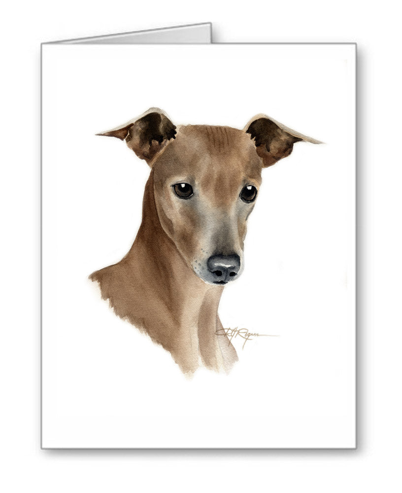 Italian Greyhound Watercolor Note Card Art by Artist DJ Rogers