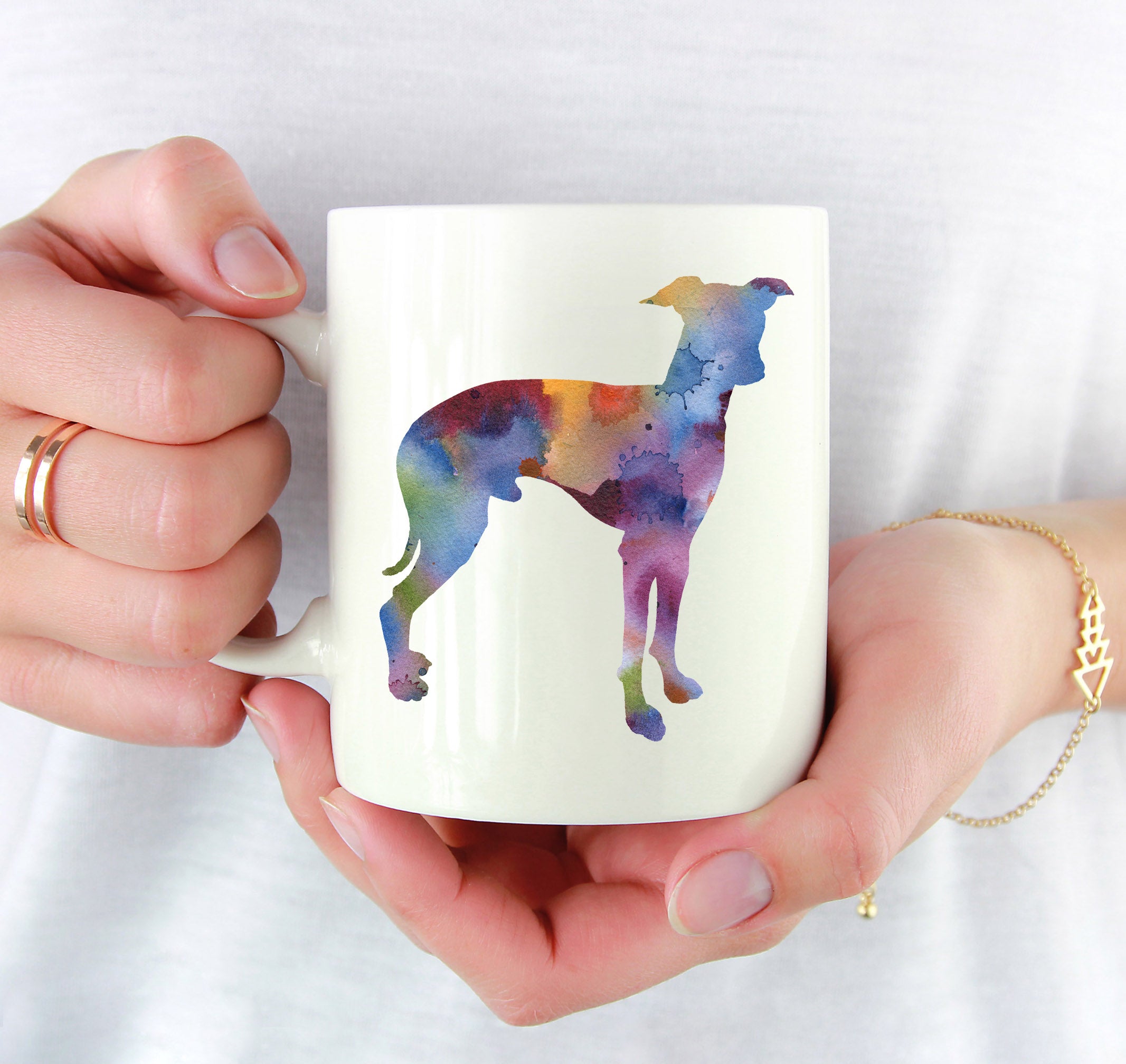 Italian Greyhound Watercolor Mug Art by Artist DJ Rogers