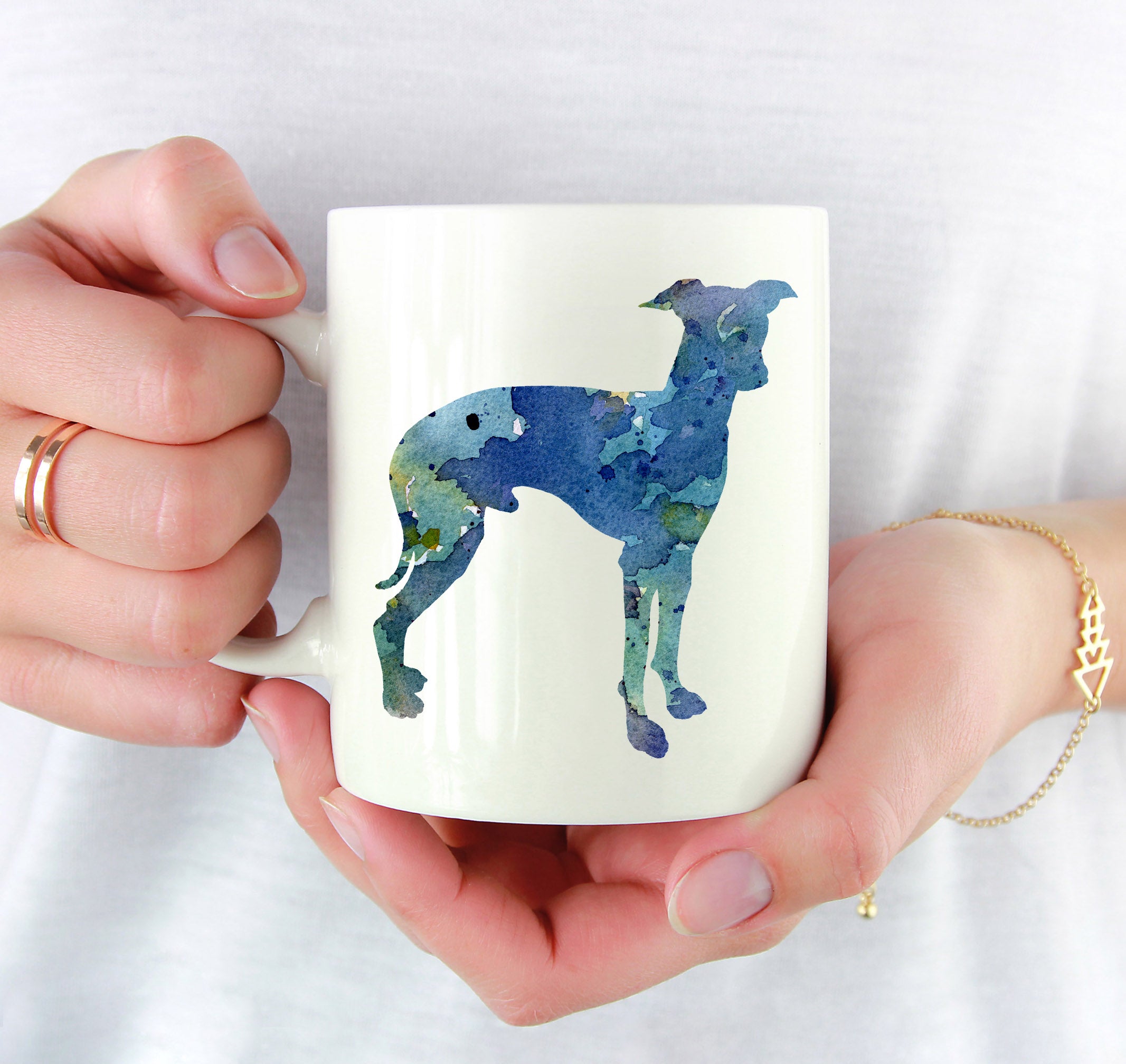 Italian Greyhound Watercolor Mug Art by Artist DJ Rogers