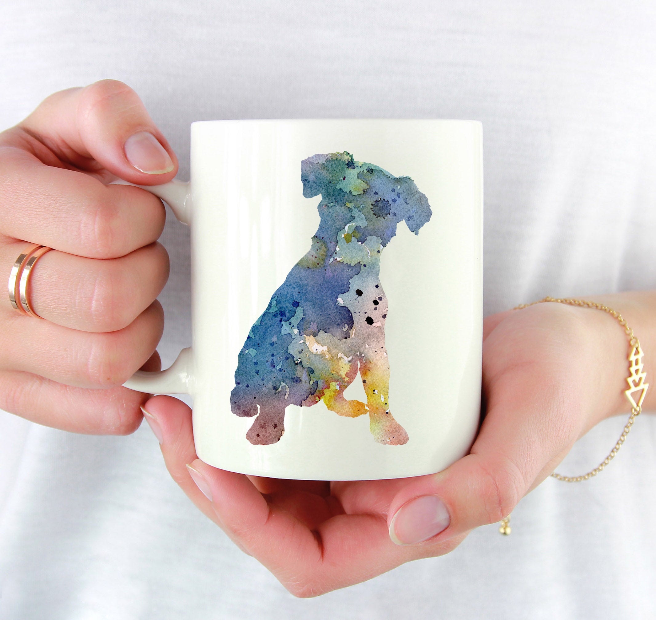 Jack Russell Terrier Watercolor Mug Art by Artist DJ Rogers