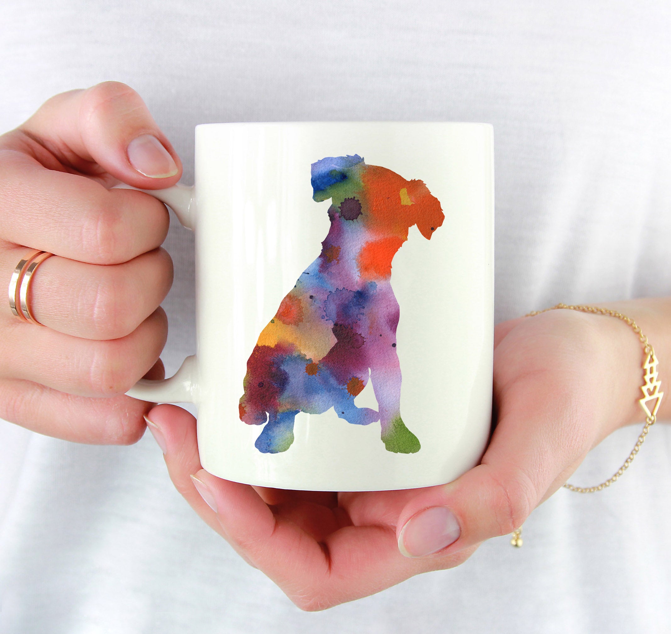 Jack Russell Terrier Watercolor Mug Art by Artist DJ Rogers