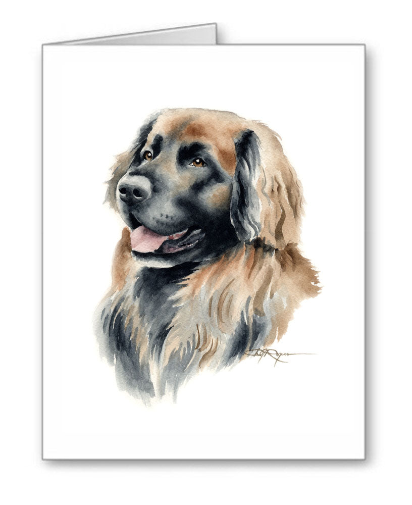 Leonberger Traditional Watercolor Note Card Art by Artist DJ Rogers