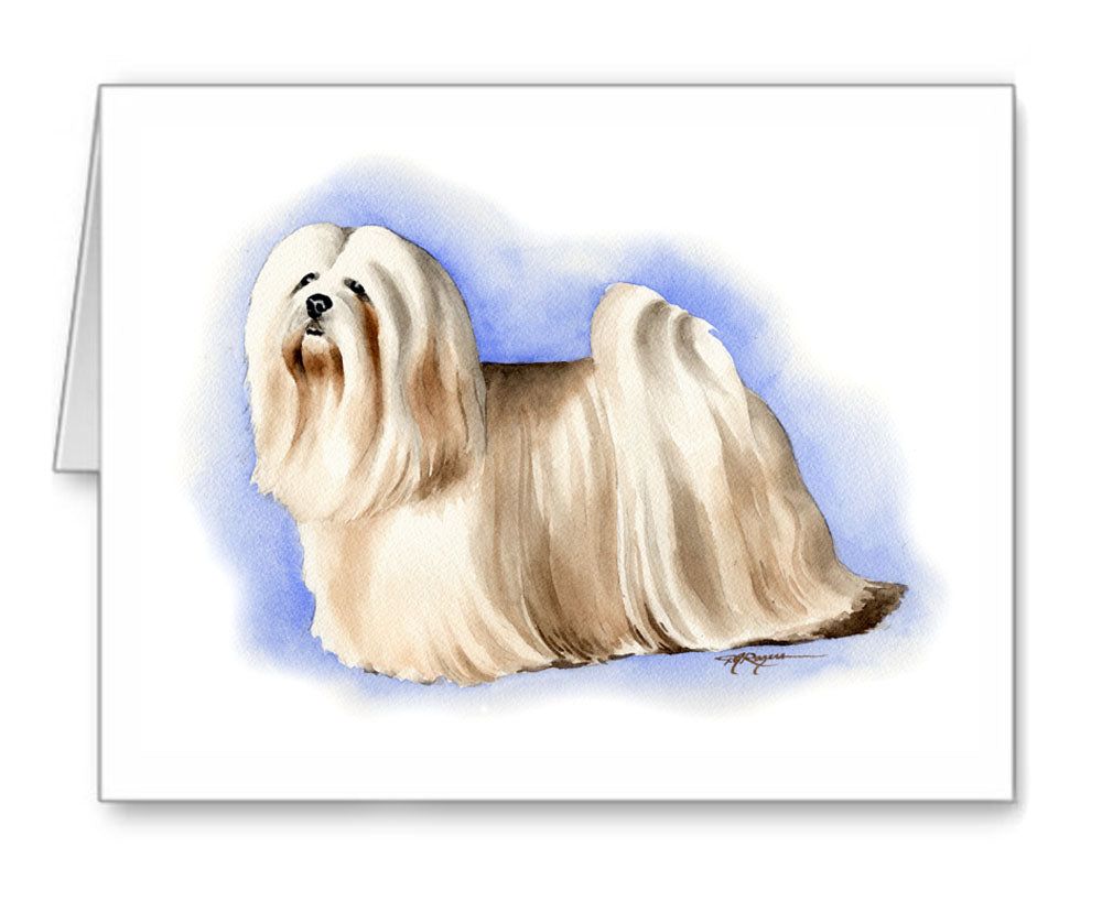 Lhasa Apso Watercolor Note Card Art by Artist DJ Rogers