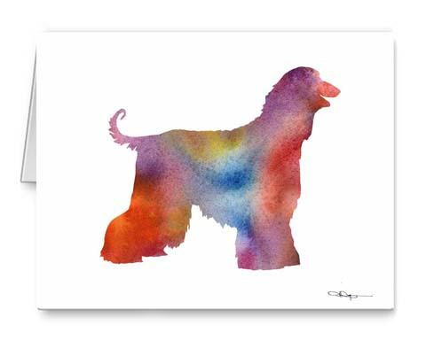 Afghan Hound Watercolor Note Card Art by DJ Rogers