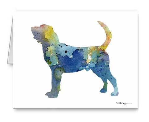 Bloodhound Watercolor Note Card Art by Artist DJ Rogers