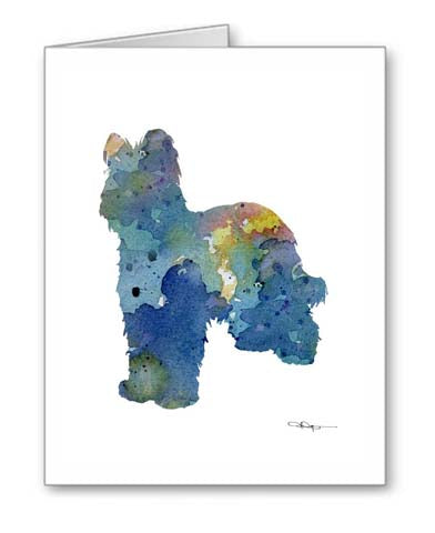 Briard Watercolor Note Card Art by Artist DJ Rogers