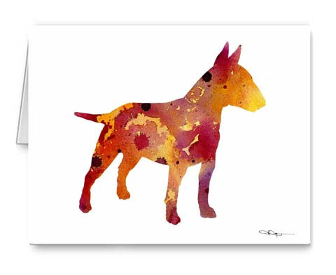 A Bull Terrier 0 print based on a David J Rogers original watercolor