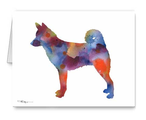 Canaan Dog Watercolor Note Card Art by Artist DJ Rogers