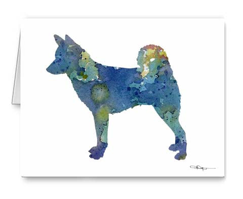 Canaan Dog Watercolor Note Card Art by Artist DJ Rogers