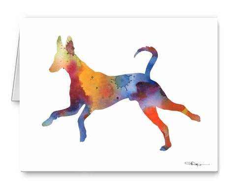 Ibizan Hound Watercolor Note Card Art by Artist DJ Rogers