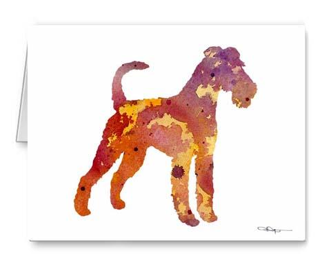 Irish Terrier Watercolor Note Card Art by Artist DJ Rogers