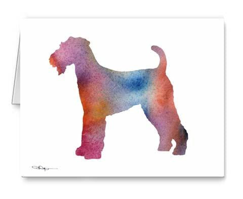 Lakeland Terrier Watercolor Note Card Art by Artist DJ Rogers