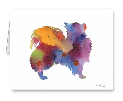 Long Coat Chihuahua Watercolor Note Card Art by Artist DJ Rogers