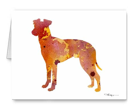 Manchester Terrier Watercolor Note Card Art by Artist DJ Rogers