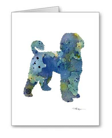 Portuguese Water Dog Watercolor Note Card Art by Artist DJ Rogers