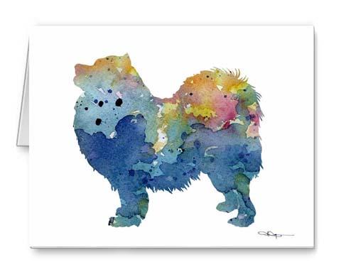 Samoyed Watercolor Note Card Art by Artist DJ Rogers