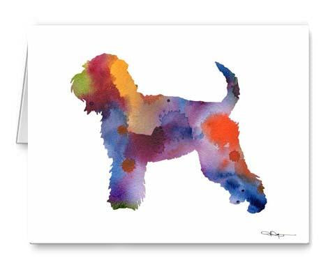 Soft Coated Wheaten Terrier Watercolor Note Card Art by Artist DJ Rogers