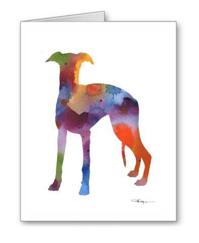 Whippet Watercolor Note Card Art by Artist DJ Rogers