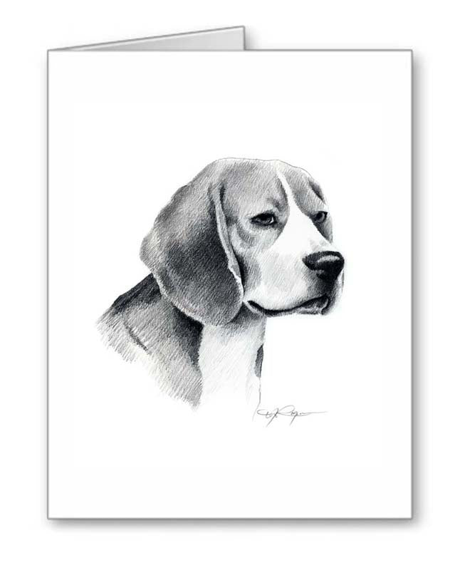 A Beagle portrait print based on a David J Rogers original watercolor