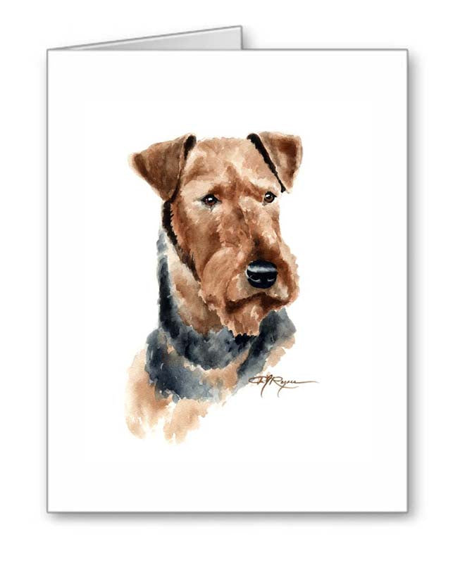 A Airdale Terrier portrait print based on a David J Rogers original watercolor