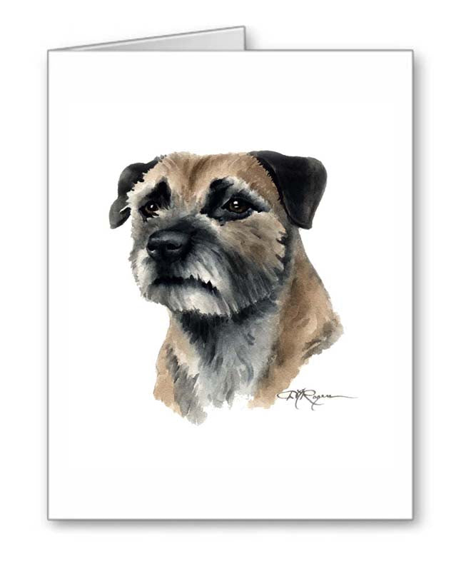 A Border Terrier portrait print based on a David J Rogers original watercolor