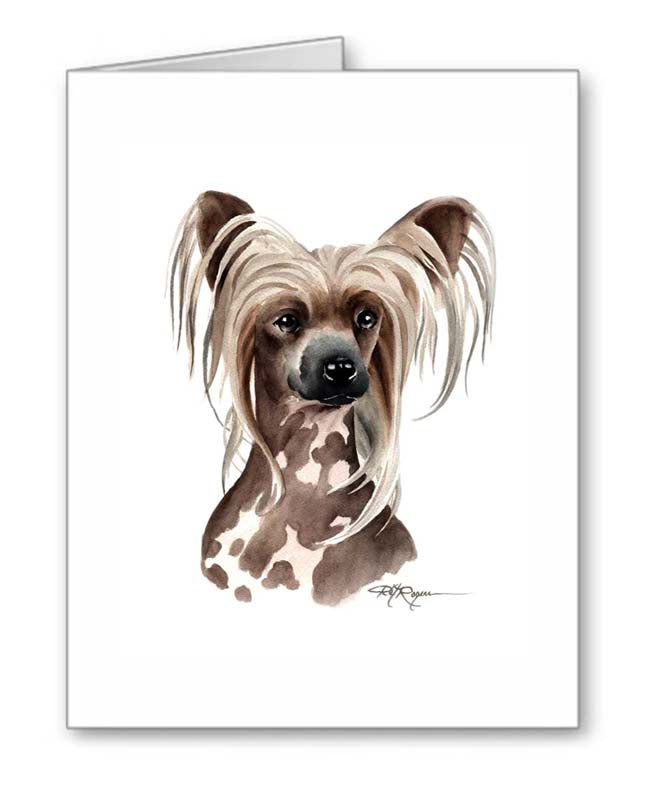 A Chinese Crested portrait print based on a David J Rogers original watercolor
