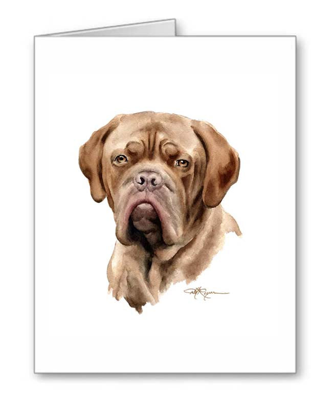 A French Mastiff portrait print based on a David J Rogers original watercolor