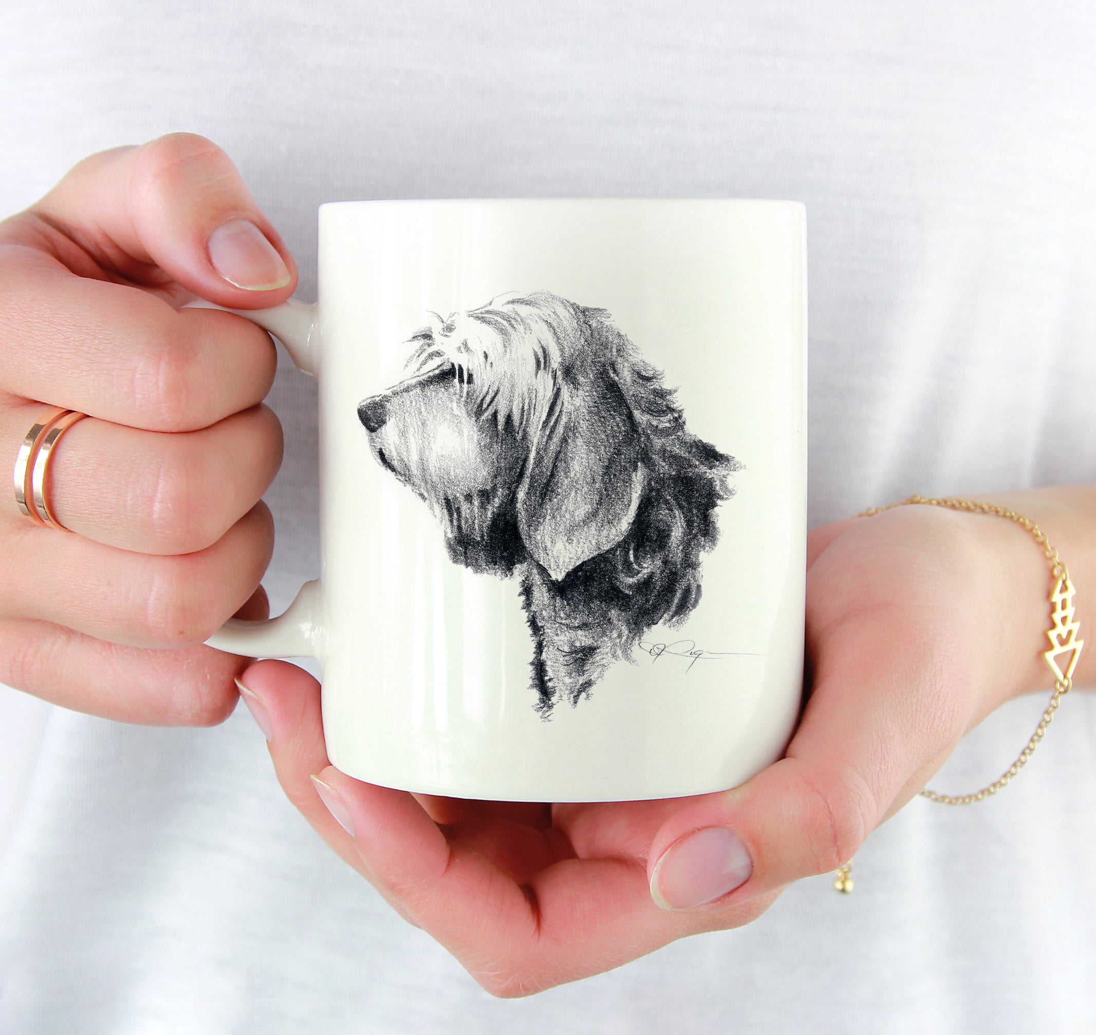 Otterhound Pencil Mug Art by Artist DJ Rogers