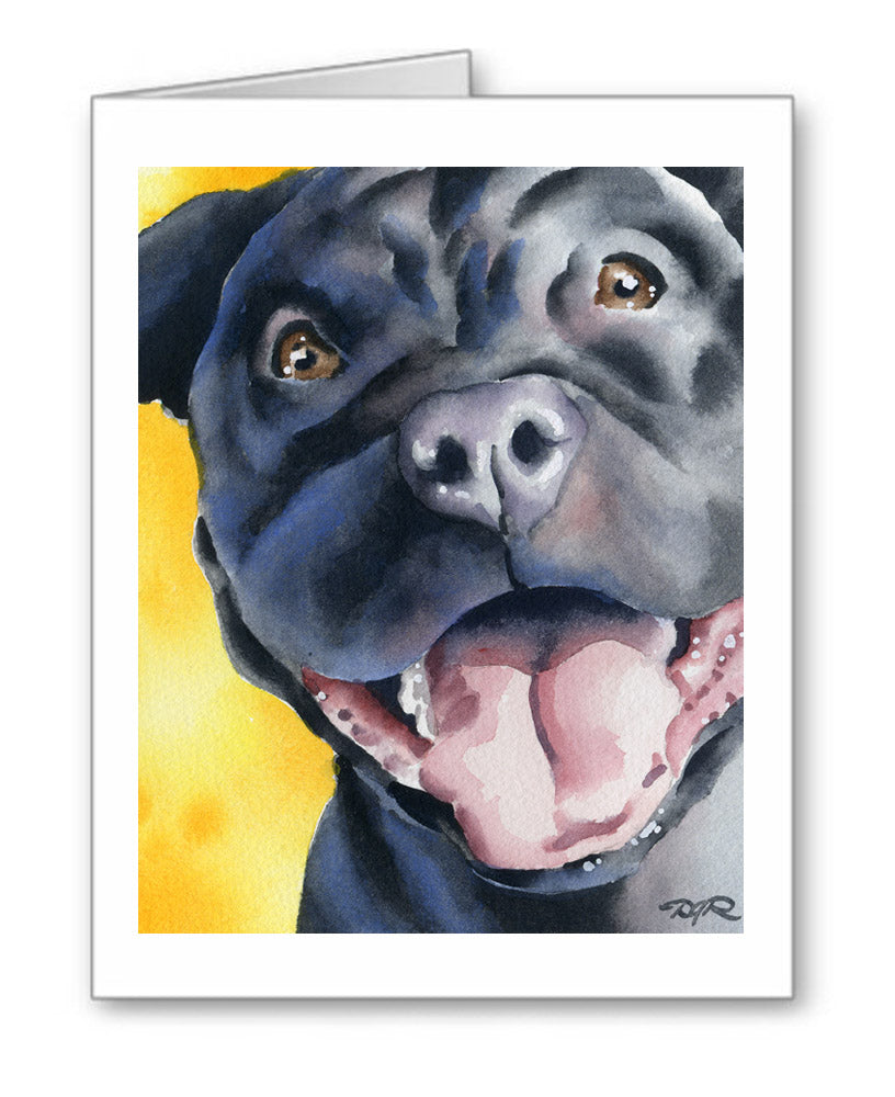 Pit Bull Contemporary Watercolor Note Card Art by Artist DJ Rogers