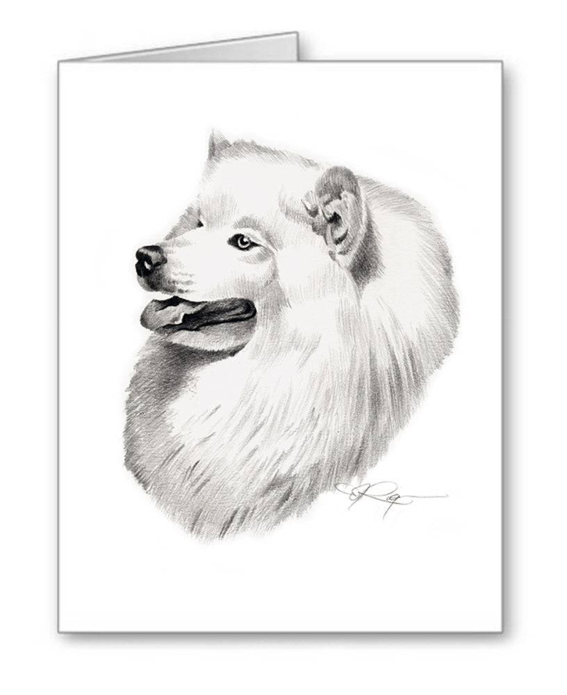 Samoyed Pencil Note Card Art by Artist DJ Rogers