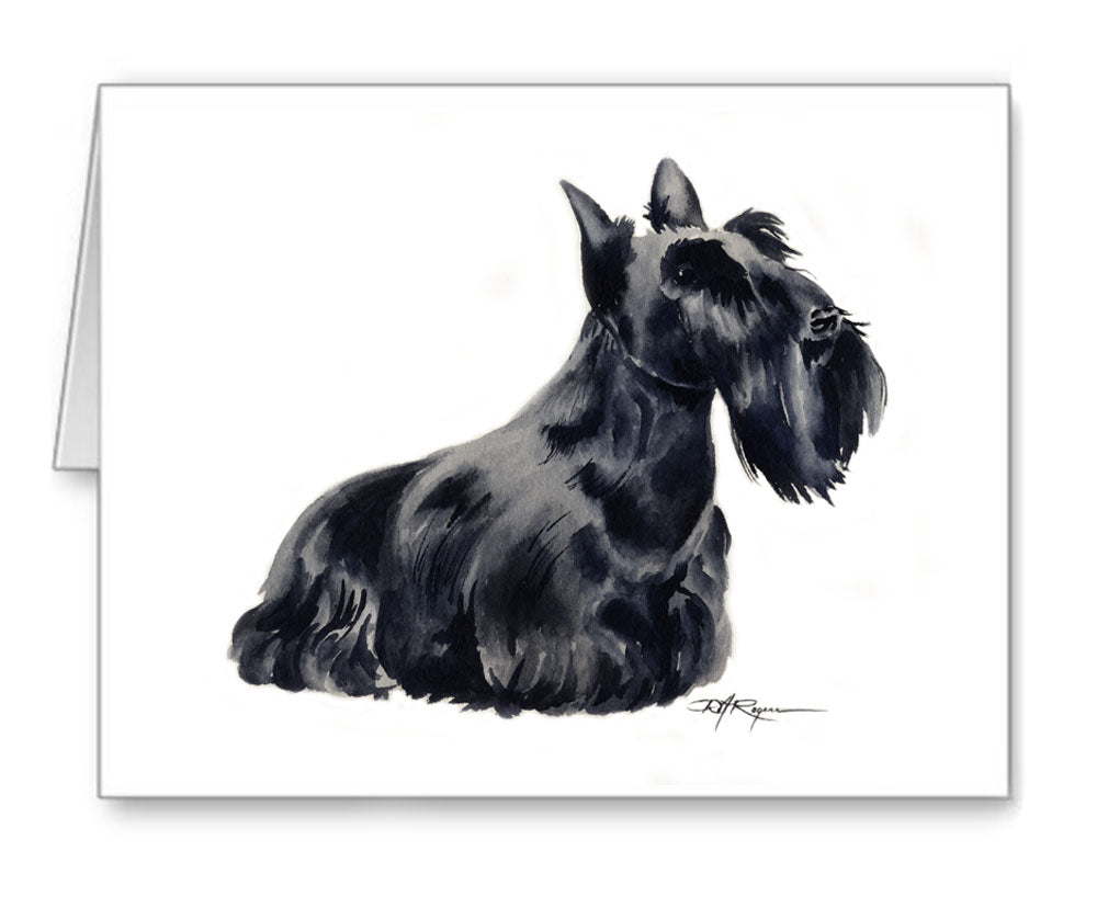Scottish Terrier Watercolor Note Card Art by Artist DJ Rogers