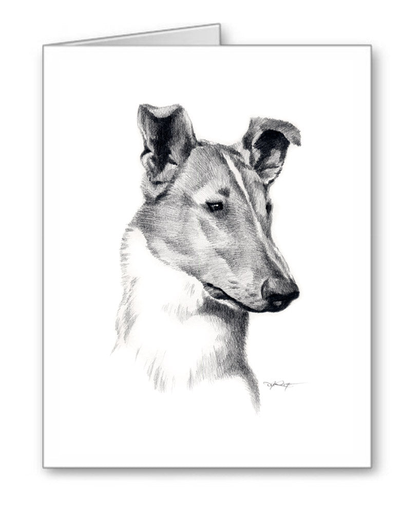 Smooth Collie Pencil Note Card Art by Artist DJ Rogers